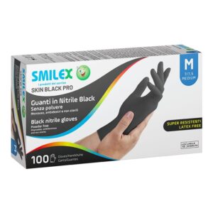Smilex Guanti in Nitrile Skin Black Pro 100 Pezzi