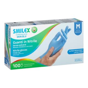 Smilex Guanti in Nitrile Skin Blu Pro 100 Pezzi